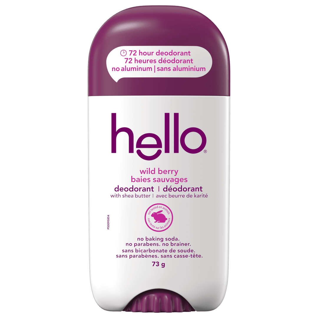 Déodorant sans aluminium hello baies sauvages pour femmes et hommes, déodorant 72  heures, sans bicarbonate de soude, enrichi en beurre de karité, végétalien, bâton déodorant de 73 g