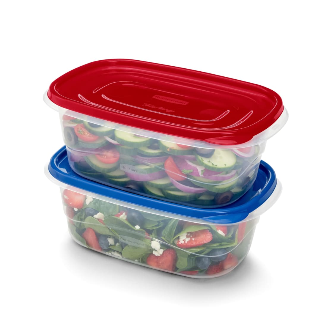 Rubbermaid TakeAlongs Special-Edition Americana 8-Cup Rectangle Food Storage Containers With Lids, 2-Pack, Plastic Containers, QuikClik Seal, Ridged Lids, BPA-Free