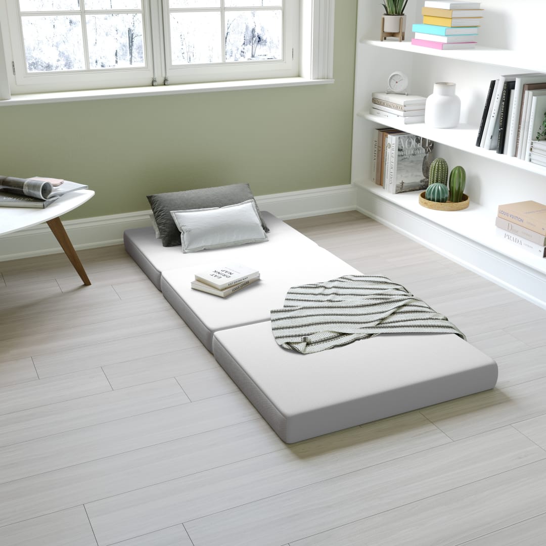 Cloud Portable Tri-Fold 4" Cooling Memory Foam Cot Mattress in a Box with Removable Washable Cover
