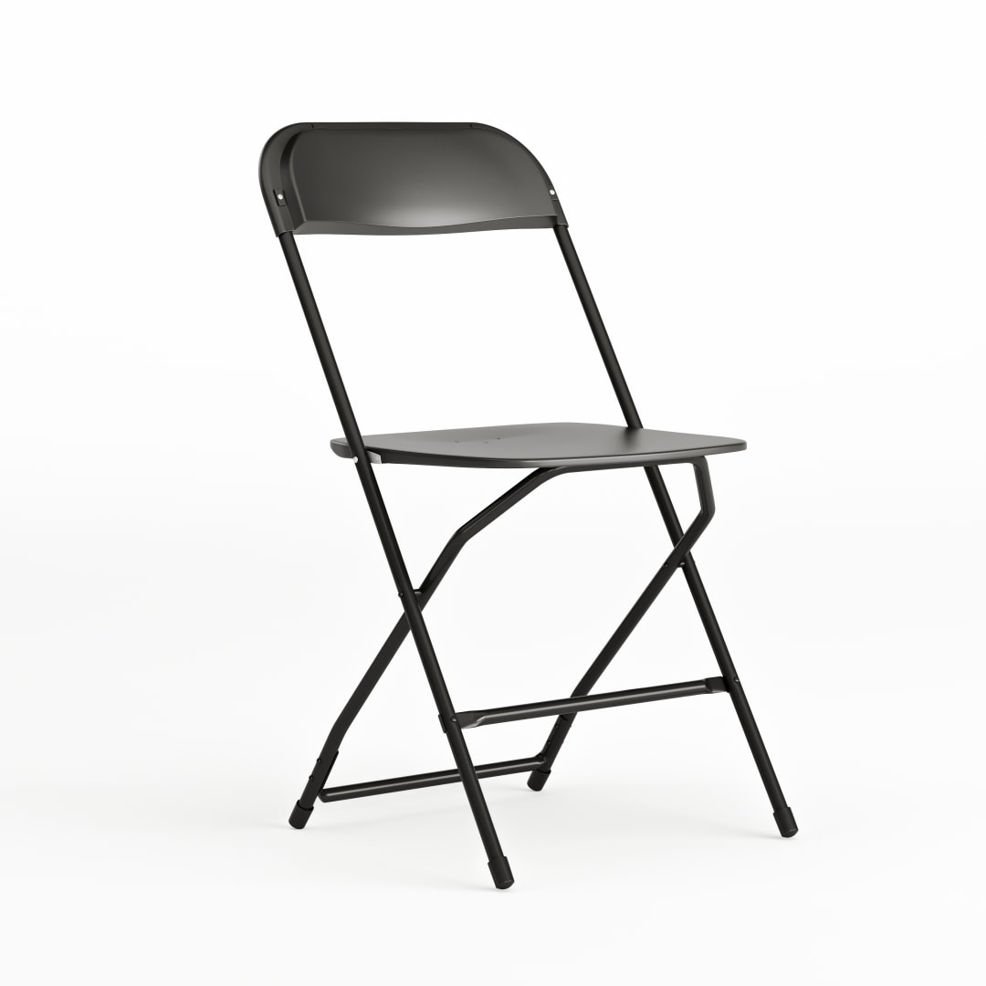 Hercules Series Plastic Folding Chair - Black - 650LB Weight Capacity Comfortable Event Chair - Lightweight Folding Chair -