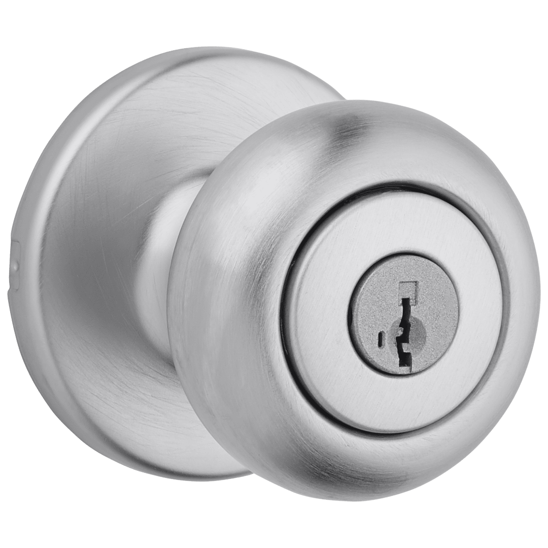 Cove Keyed Entry Knob featuring SmartKey Security™ in Satin Chrome