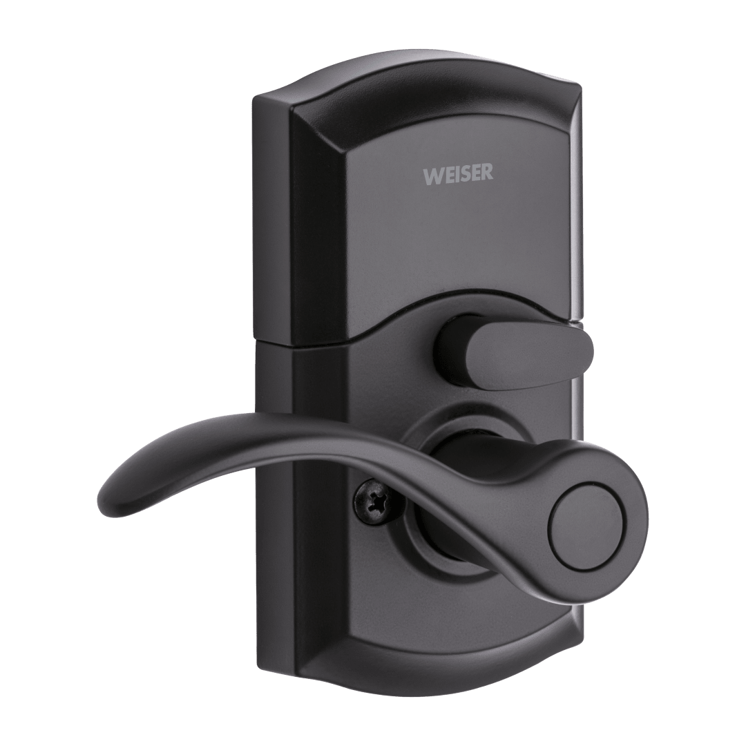 GED26000 SmartCode™ Electronic Trapani Lever featuring SmartKey Security™ in Matte Black