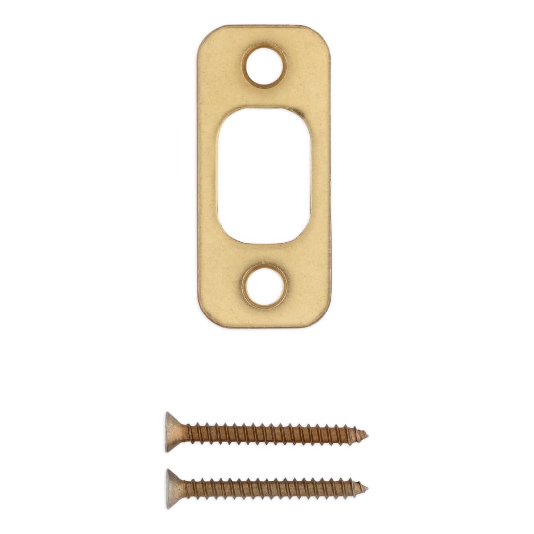 Deadbolt Round Corner Strike 1" x 2-1/4" for Polished Brass Finish