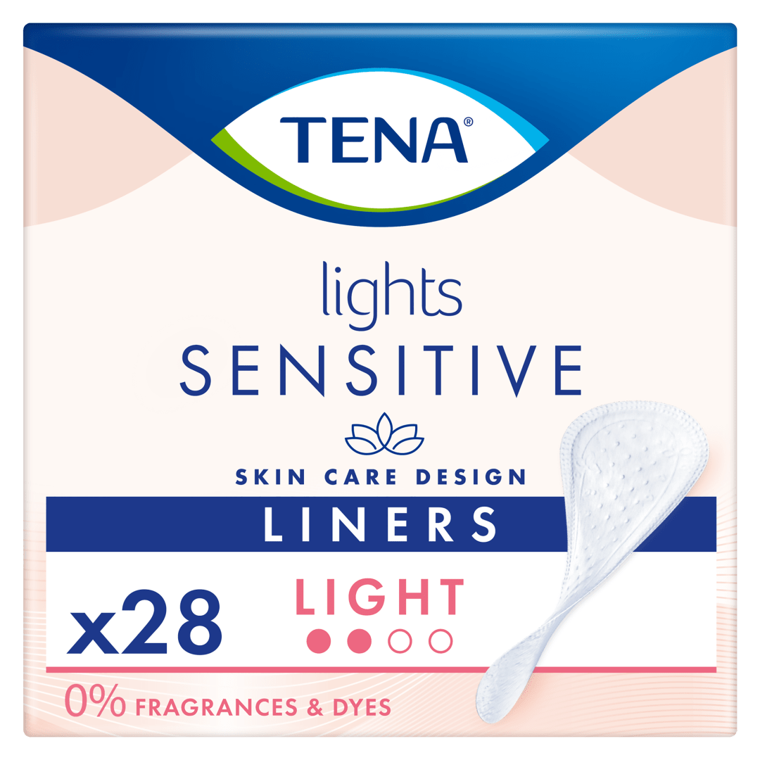 TENA Lights Sensitive Light – Incontinence Liners for Women, Light Bladder Leaks, 15cm Long, Triple Protection Against Leaks, Odour &amp; Moisture, 0% Fragrances &amp; Dyes for Sensitive Skin - Pack of 28