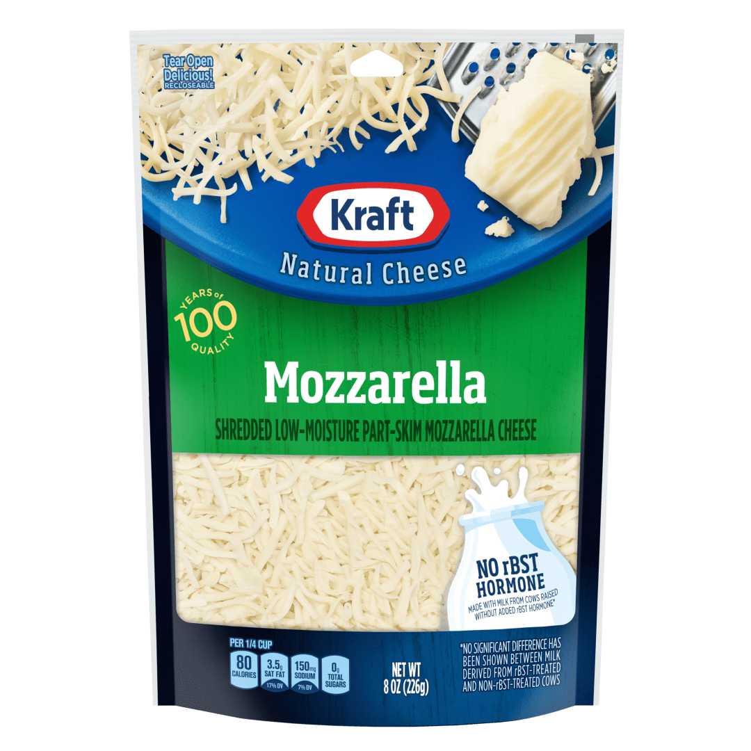 Kraft Natural Mozzarella Shredded Cheese, 8 oz Bag