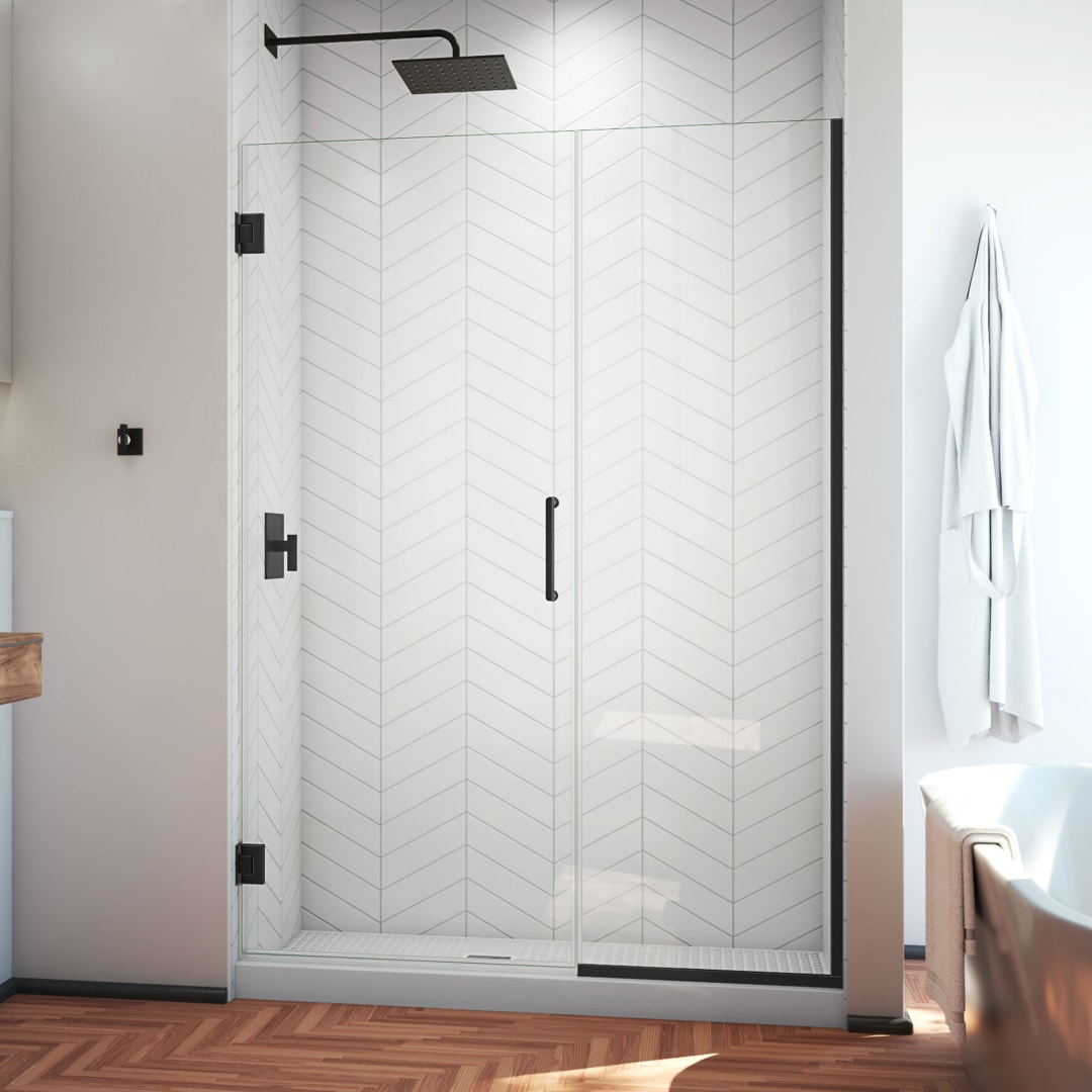 DreamLine Unidoor Plus 47 1/2 - 48 inch W x 72 inch H Frameless Hinged Shower Door in Matte Black