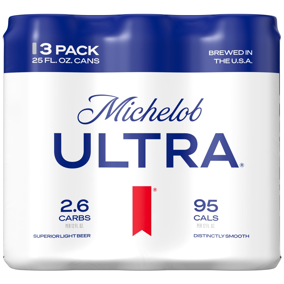 Michelob ULTRA Superior Light American Lager Beer 3 Pack, 25 fl oz Cans