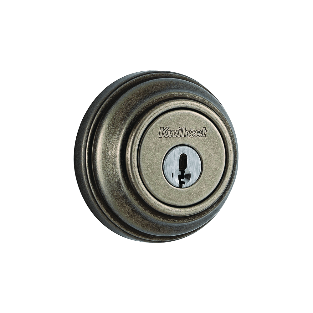 980 Deadbolt, Keyed One Side, featuring SmartKey Security™ in Rustic Pewter