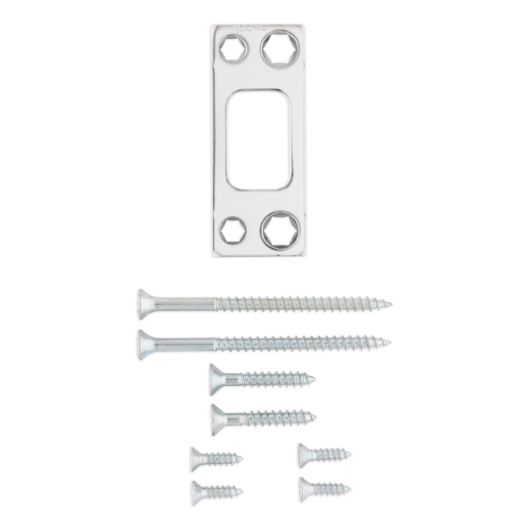 Deadbolt Square Corner Strike w/ Screws for Satin Chrome Finish