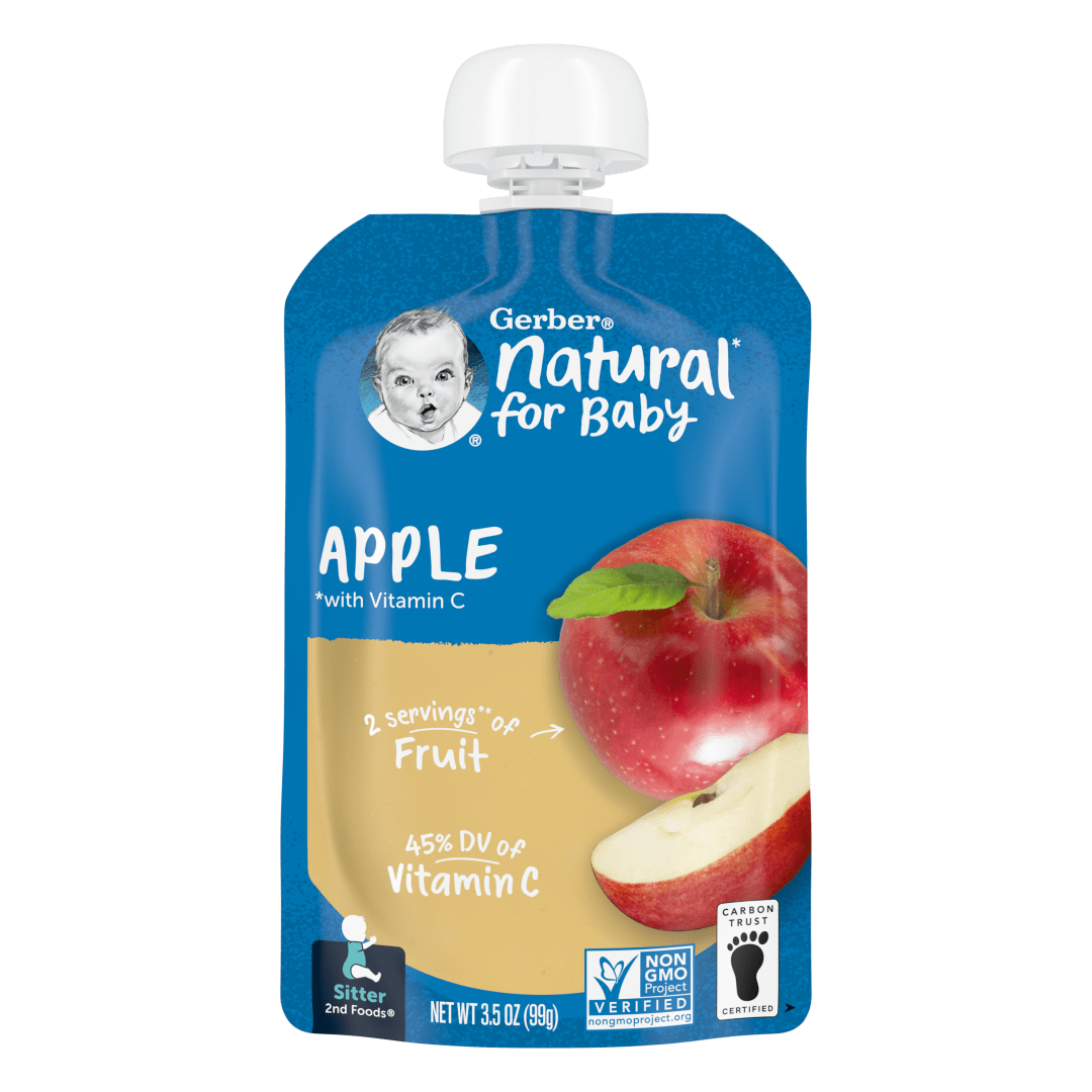 Gerber Stage 2 Baby Food, Apple Puree Pouch, 12PK