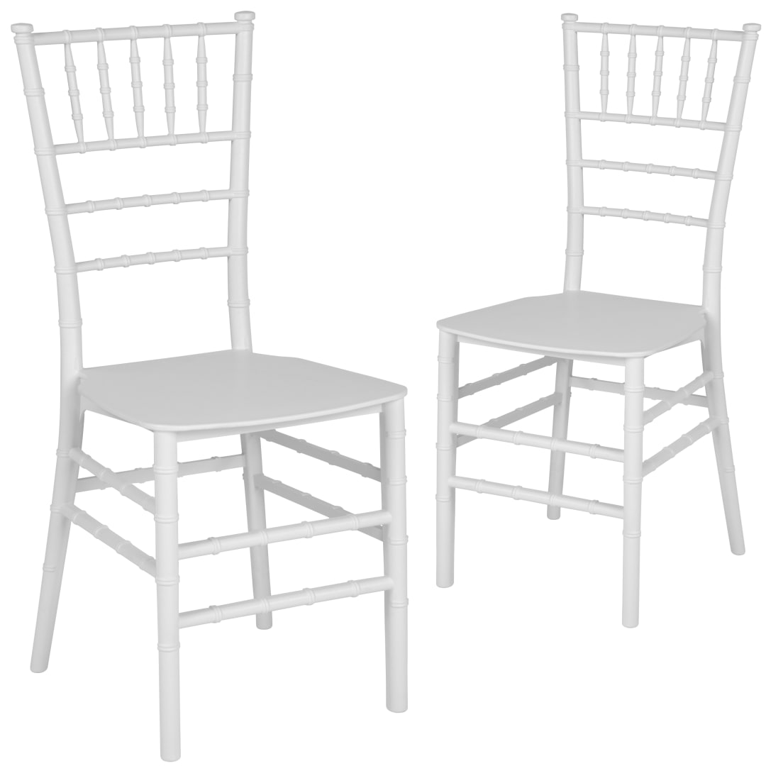 2 Pack HERCULES Series White Resin Stacking Chiavari Chair