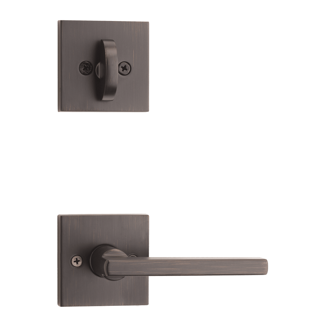 966 Single Cylinder Interior Pack w/ Square Rose Halifax Lever Handlesets in Venetian Bronze