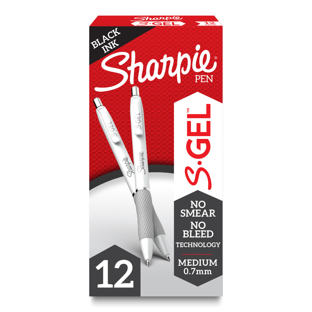 Sharpie® S-Gel, Gel Pens, Medium Point (0.7mm), Black Gel Ink Pens, 12 Count