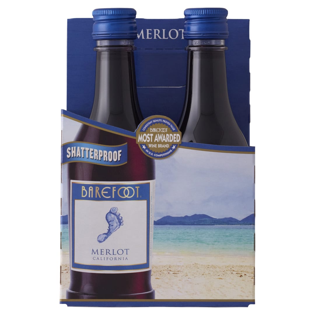 Barefoot Cellars Merlot Red Wine 4 Single Serve 187ml Bottles
