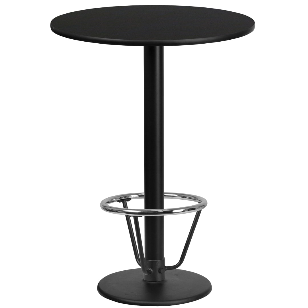 Stiles 24'' Round Black Laminate Table Top with 18'' Round Bar Height Table Base and Foot Ring