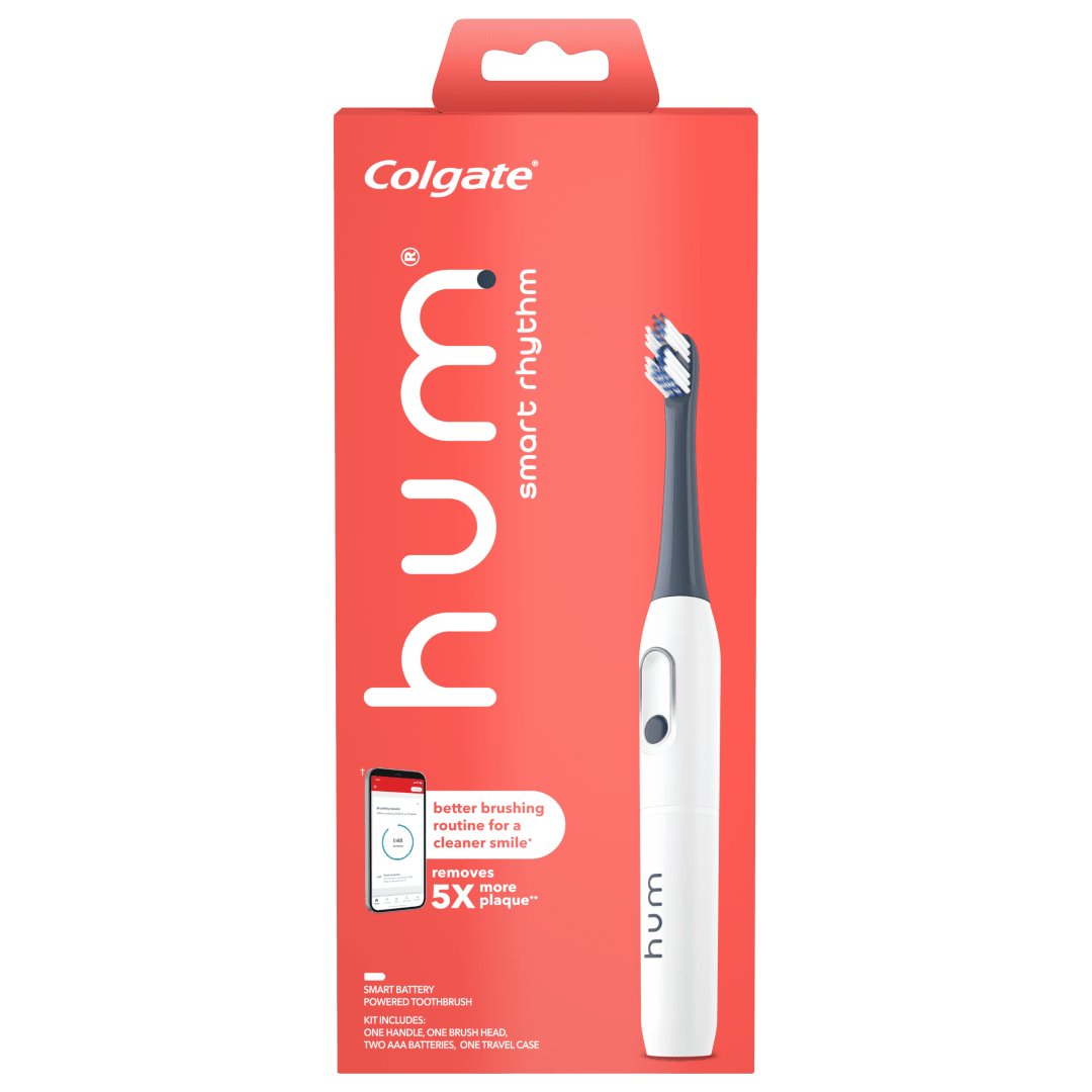 hum by Colgate Smart Rhythm Sonic Toothbrush Kit, Battery-Powered, White