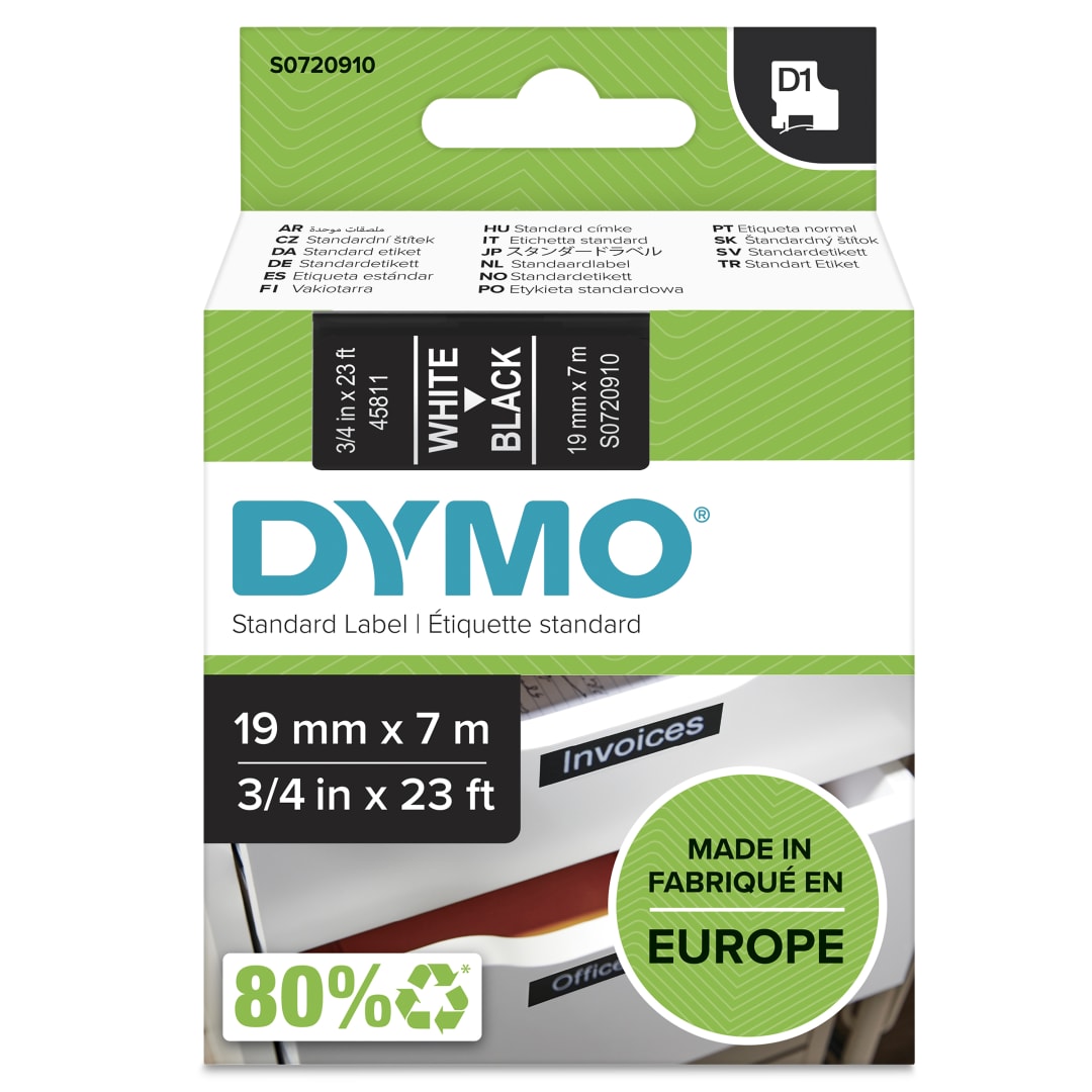 DY D1 19MMX7M WHT/BLK TAPE EU/ANZ