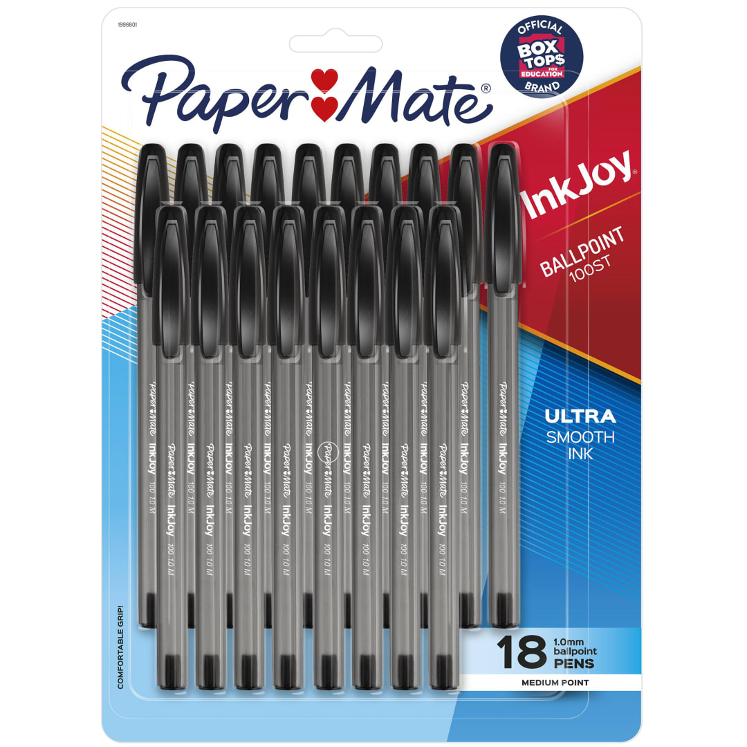 Paper Mate® InkJoy® 100ST Ballpoint Pens, Medium Point (1.0mm), Black, 18 Count