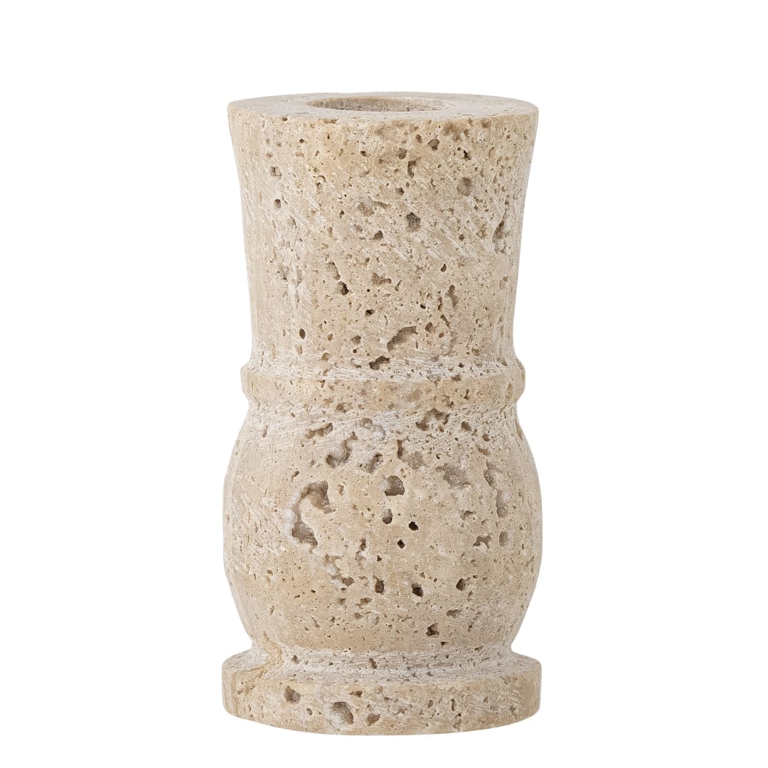 82066229 - Ilise Candle Holder, Nature, Travertine STOCK: 46