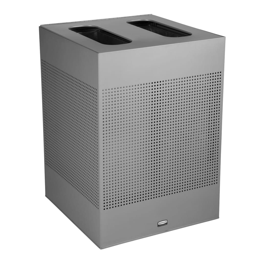 Rubbermaid Commercial Products Silhouettes Dual Stream 34 Gal Trash Can, Stardust Silver Metallic