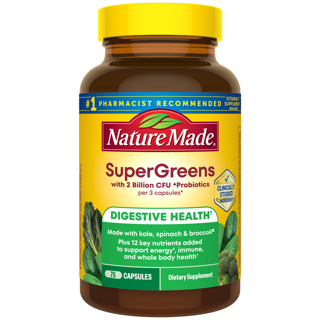 Nature Made Super Greens with Probiotics Digestive Health Capsules - 75ct