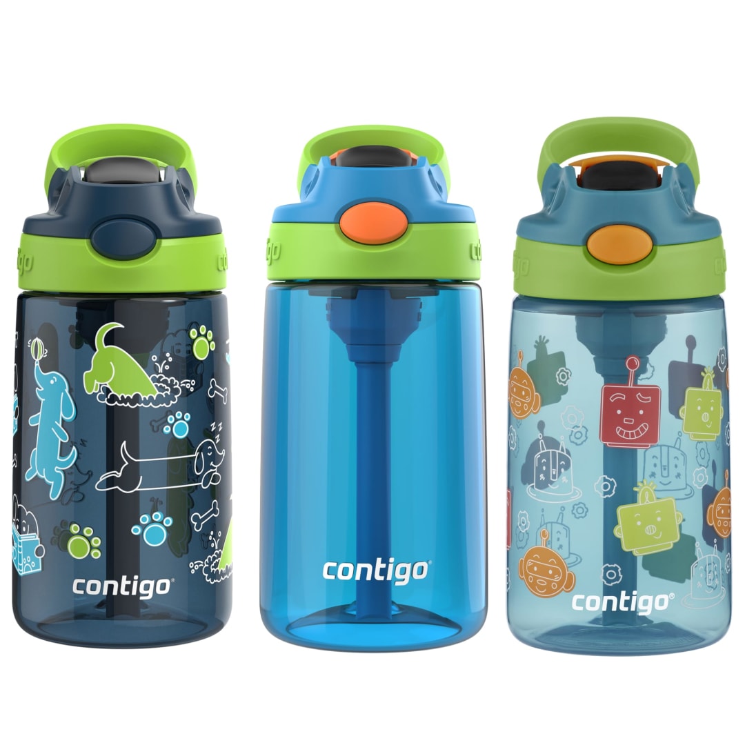 Contigo® Kids Water Bottle with Redesigned AUTOSPOUT® Straw, 14oz, 3-Pack