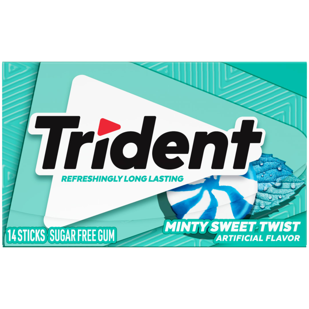 Trident Sugar Free Chewing Gum Minty Sweet Twist 14 pc Single