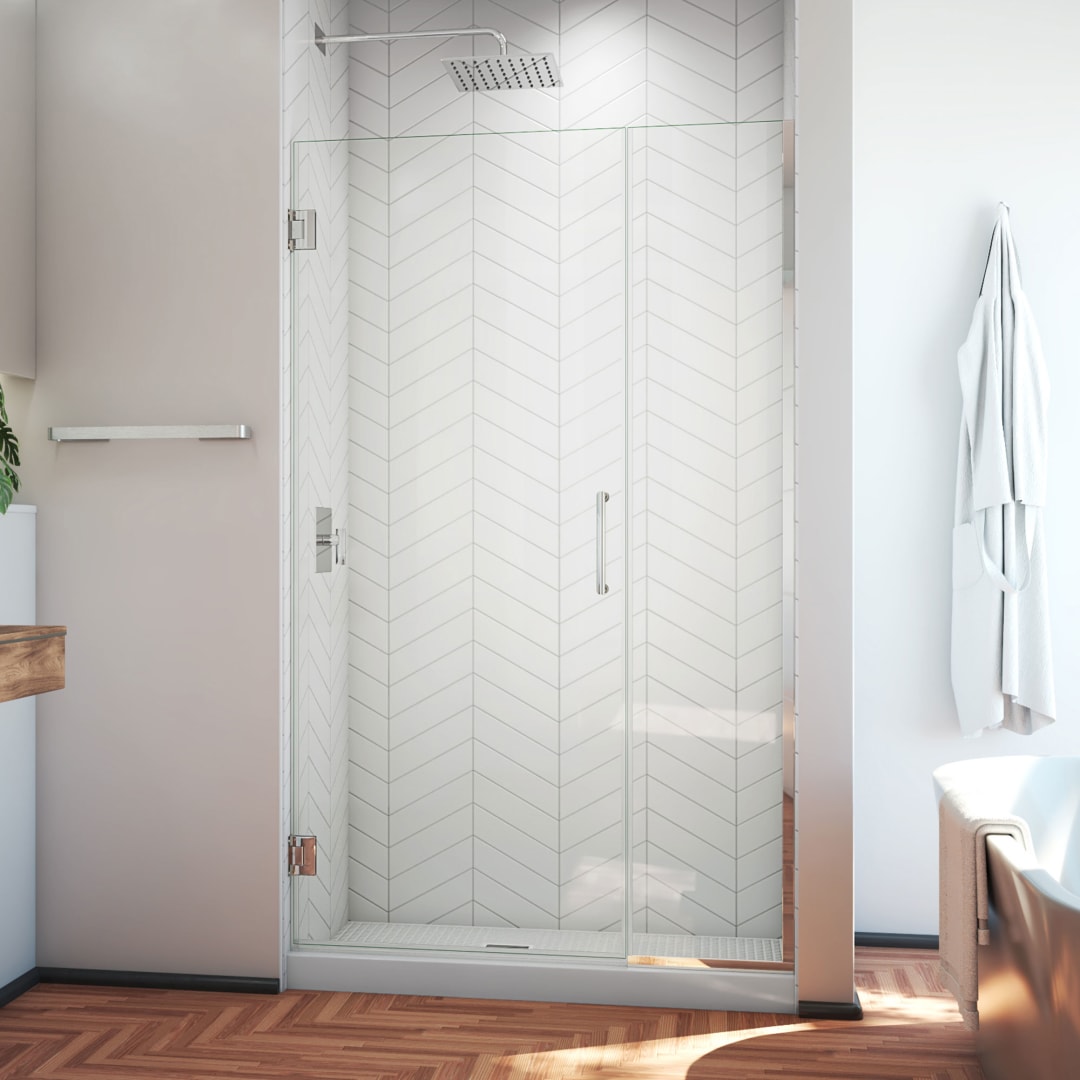 DreamLine Unidoor Plus 40 - 40 1/2 inch W x 72 inch H Frameless Hinged Shower Door in Chrome