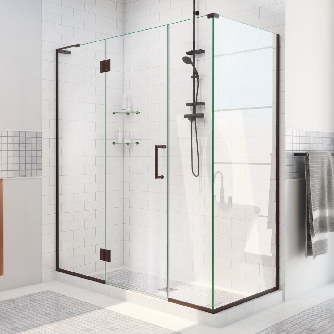 DreamLine Unidoor-X 48 inch W x 30 3/8 inch D x 72 inch H Frameless Hinged Shower Enclosure in Oil Rubbed Bronze