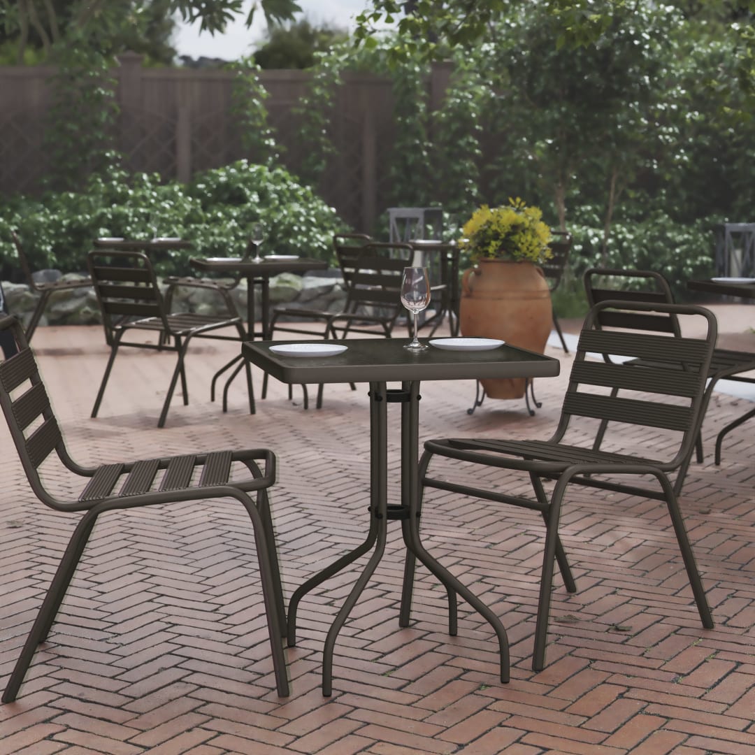 Barker 23.5'' Bronze Square Tempered Glass Metal Table