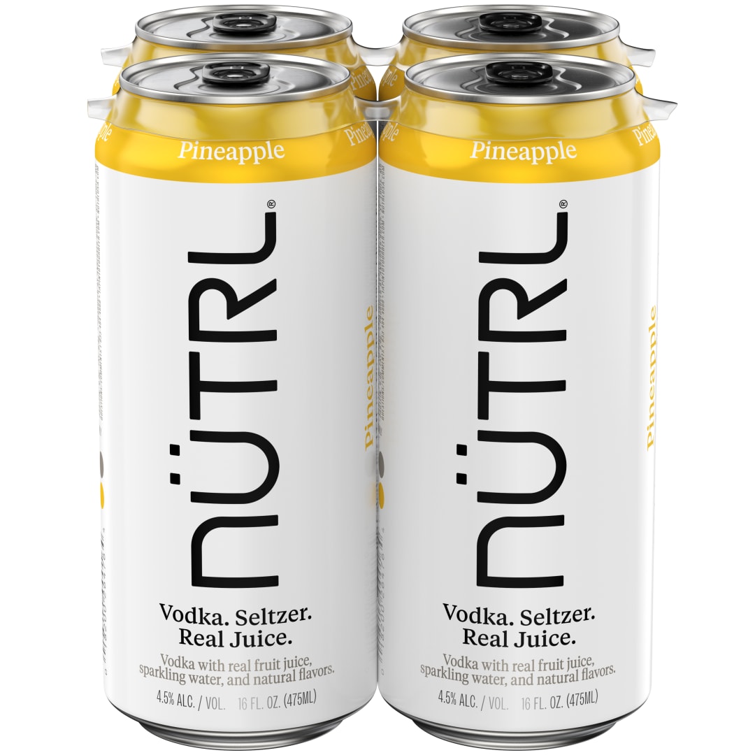 Nutrl Pineapple Vodka Seltzer 4 Pack 16 oz Cans
