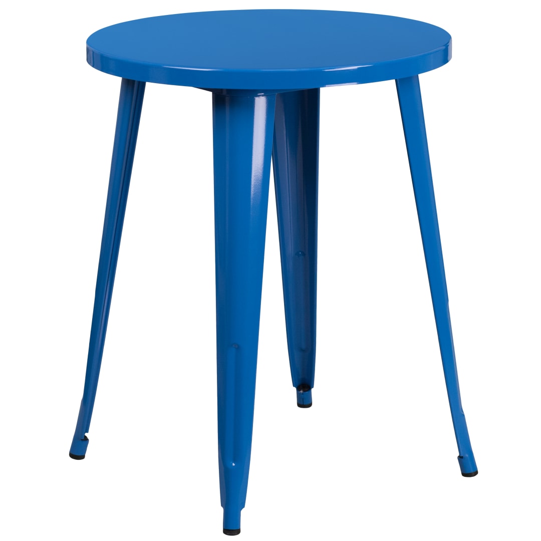 Webb Commercial Grade 24" Round Blue Metal Indoor-Outdoor Table