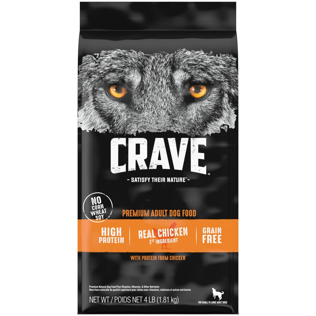 CRAVE Grain Free Adult Dry Dog Food with Protein from Chicken, 4 lb. Bag