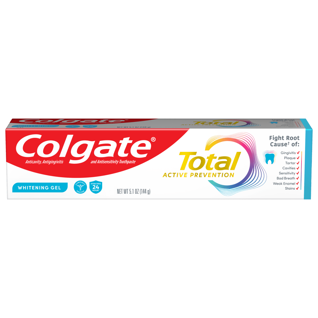 Colgate Total Active Prevention Whitening Gel Toothpaste, Mint, 5.1 oz