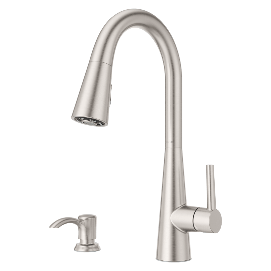 Barulli 1-Handle Pull-Down Kitchen Faucet with Soap Dispenser in Spot Defense Stainless Steel
