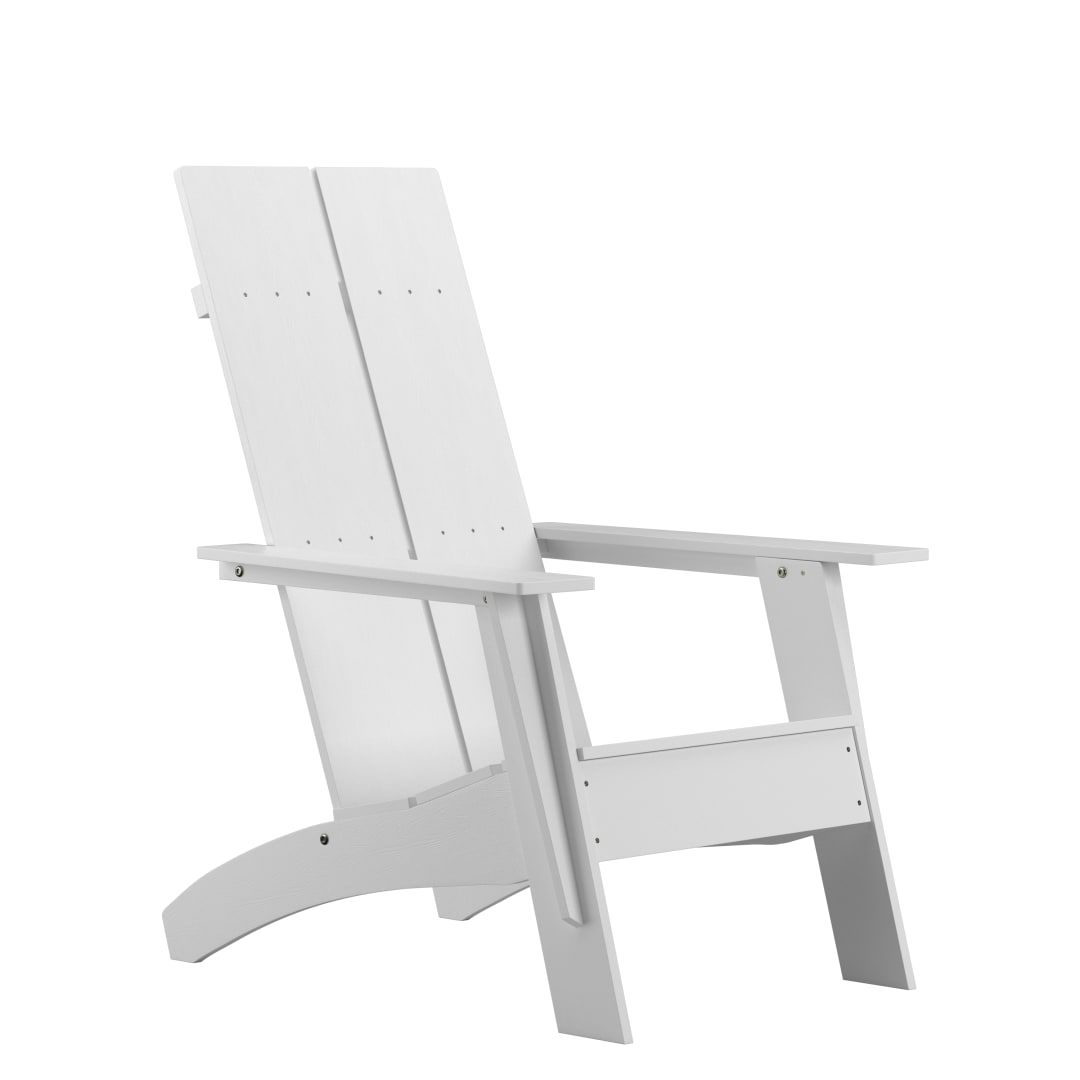 Sawyer Modern Commercial All-Weather Poly Resin Wood Adirondack Chair in White
