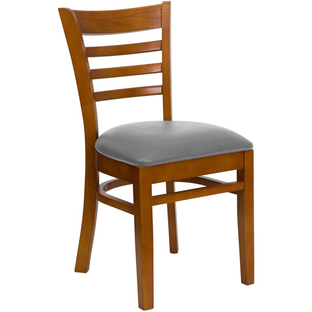 HERCULES Series Ladder Back Cherry Wood Restaurant Chair - Custom Upholstered Seat