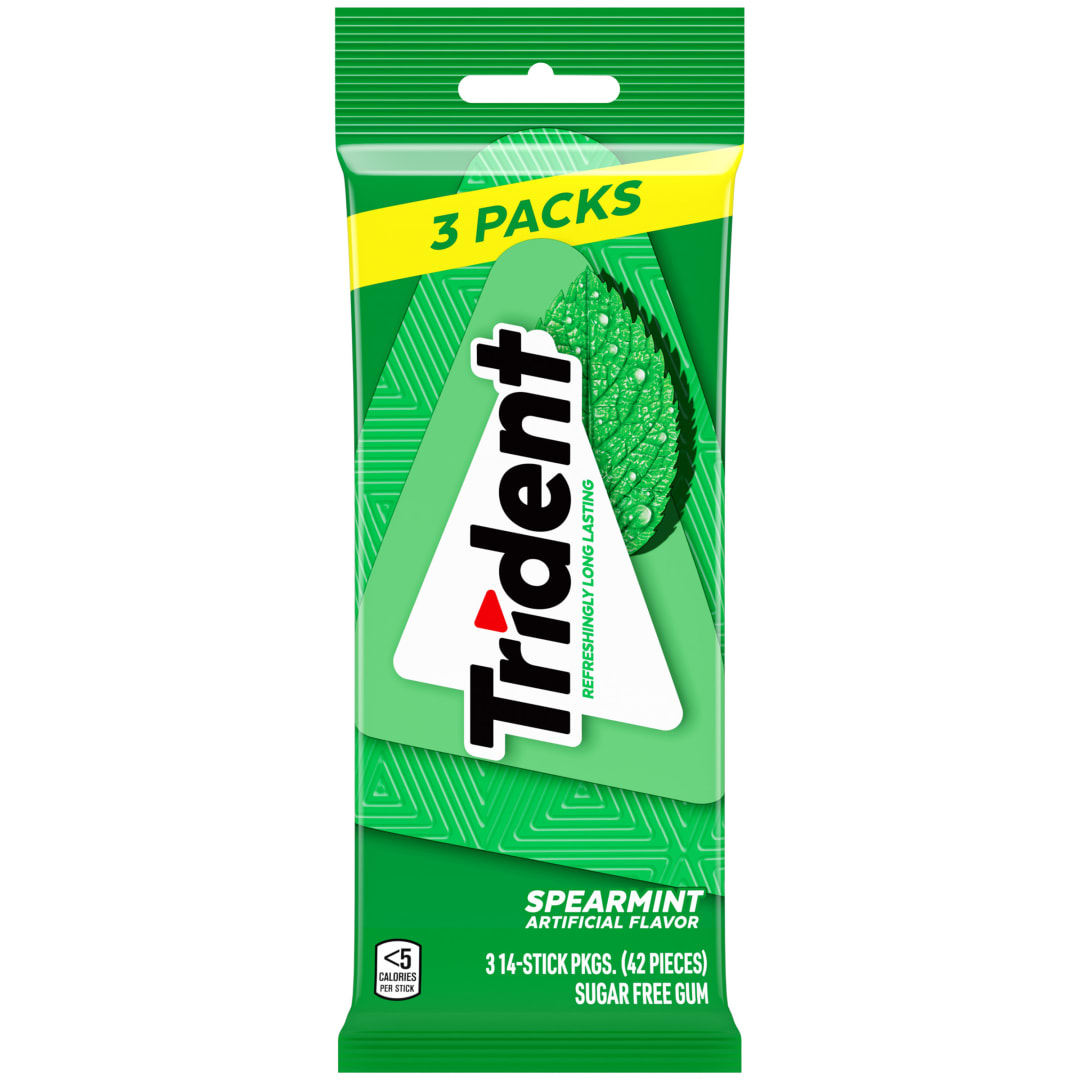 Trident Sugar Free Chewing Gum Spearmint 42 pc MUP 3pk