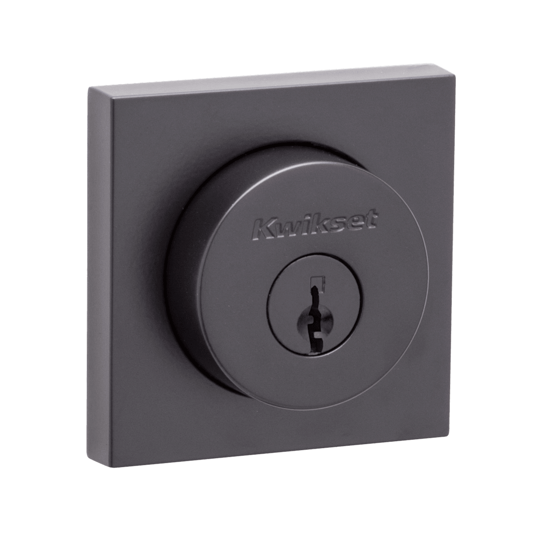 158 Square Deadbolt, Keyed One Side, in Matte Black
