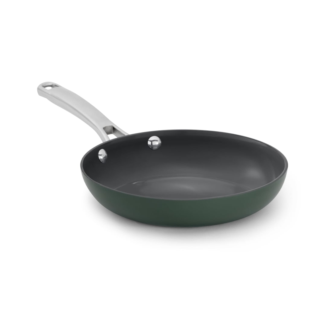Calphalon Ceramic Nonstick 8 inch and 10 inch Frying Pan Set, Easy Cleanup Ceramic Pans for Searing, Sauteing, PFAS-Free Cookware, Dishwasher Safe, Oven Safe, Oregano