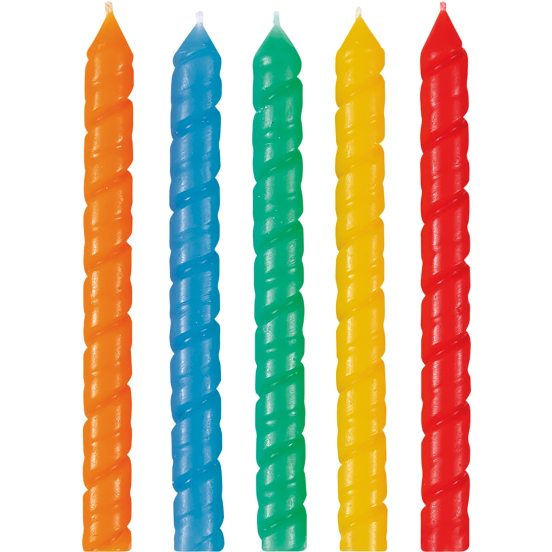 Rainbow Spiral Birthday Candles, 10ct