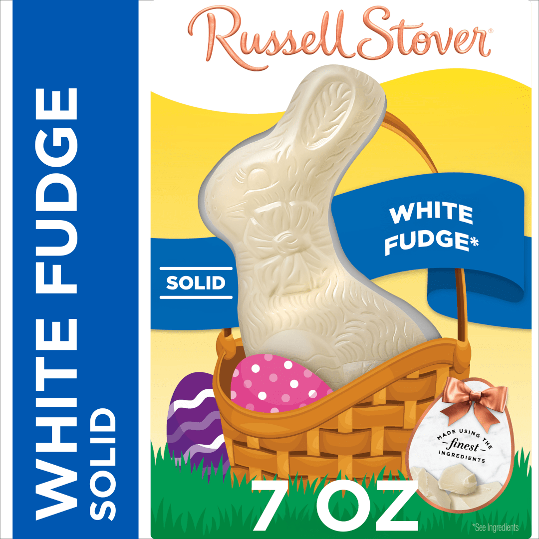 RUSSELL STOVER Easter Bunny Solid White Fudge Chocolate Candy Rabbit, 7 oz.