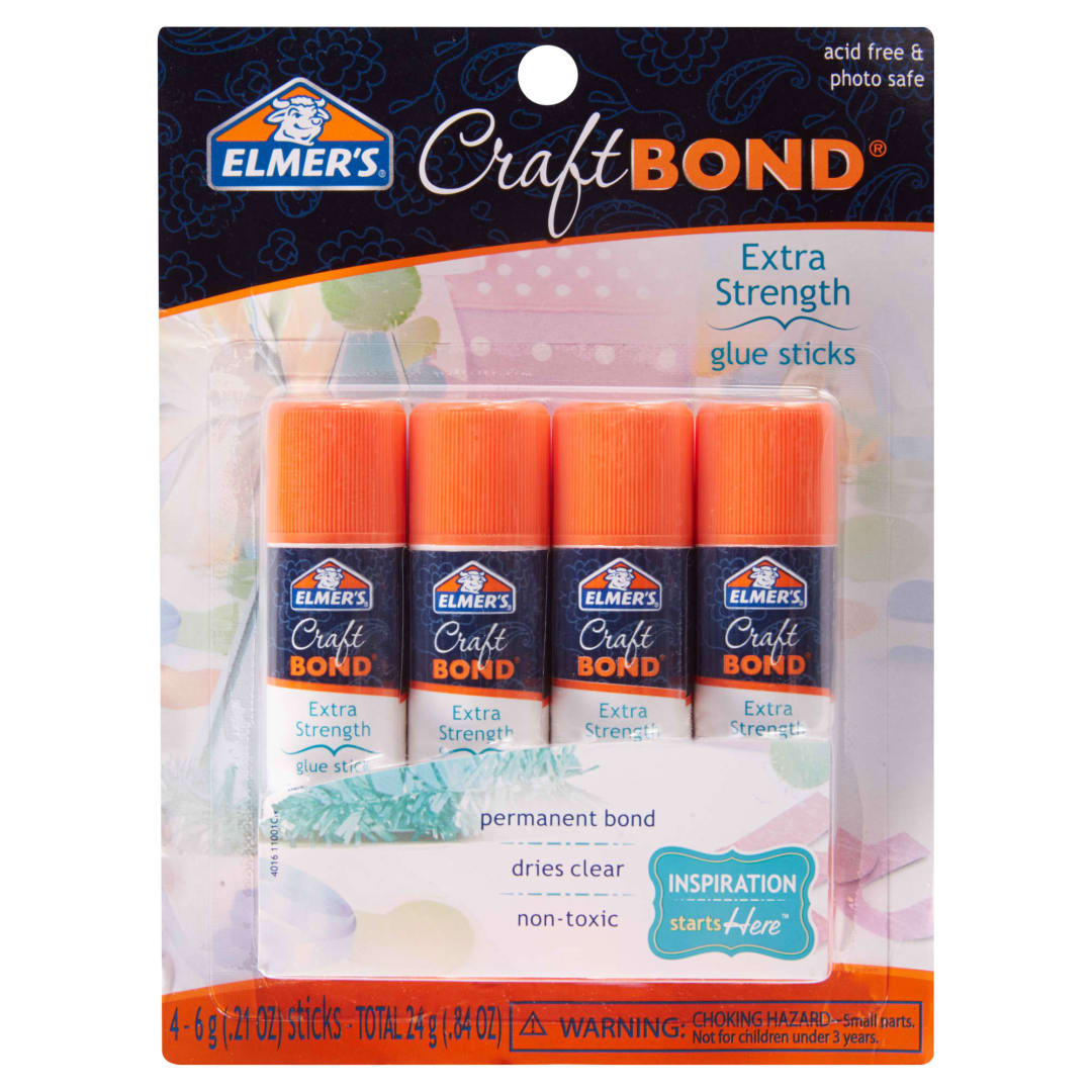 Elmer’s CraftBond Extra Strength Glue Sticks, 0.21-Ounces, 4 Count