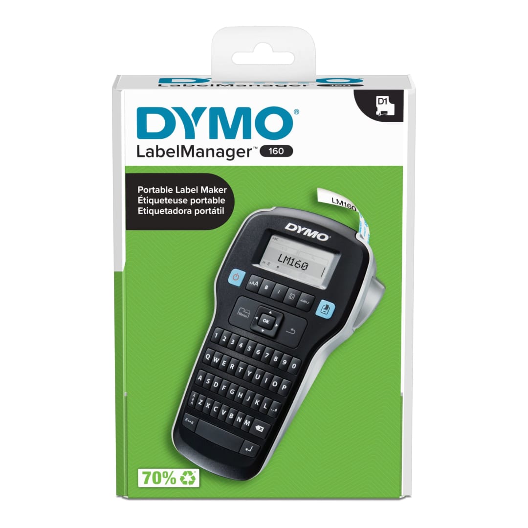 DYMO Label Maker | LabelManager 160 Portable Label Maker, Easy-to-Use, One-Touch Smart Keys, QWERTY Keyboard, Large Display, For Home & Office Organization