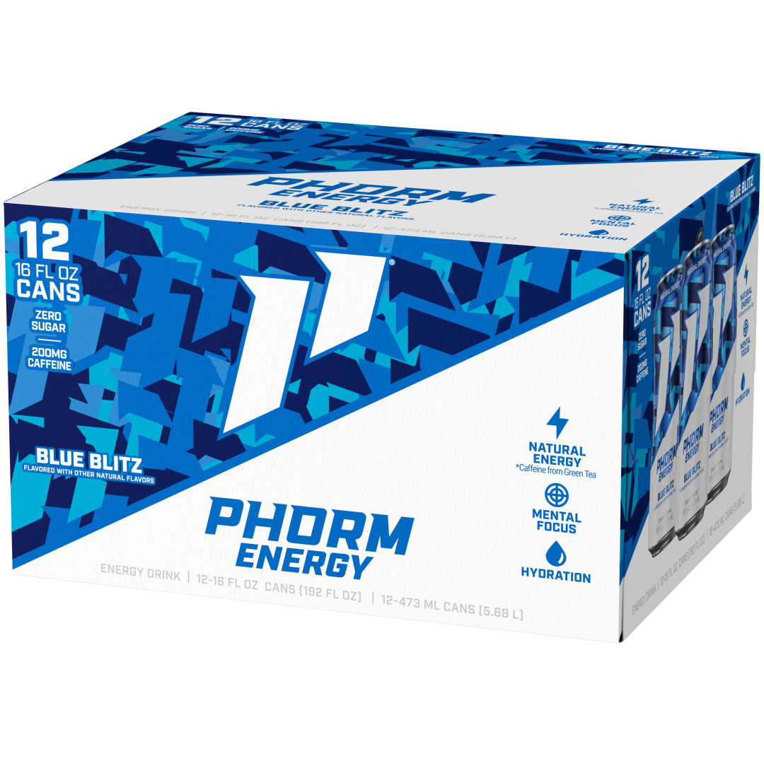 Phorm Energy Blue Blitz 12x16 oz Can Suitcase CARRIER - With Perf