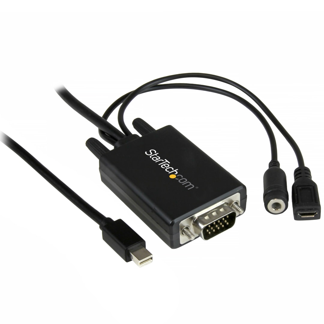 6ft mDP to VGA Video Adapter Cable with Audio - 2m