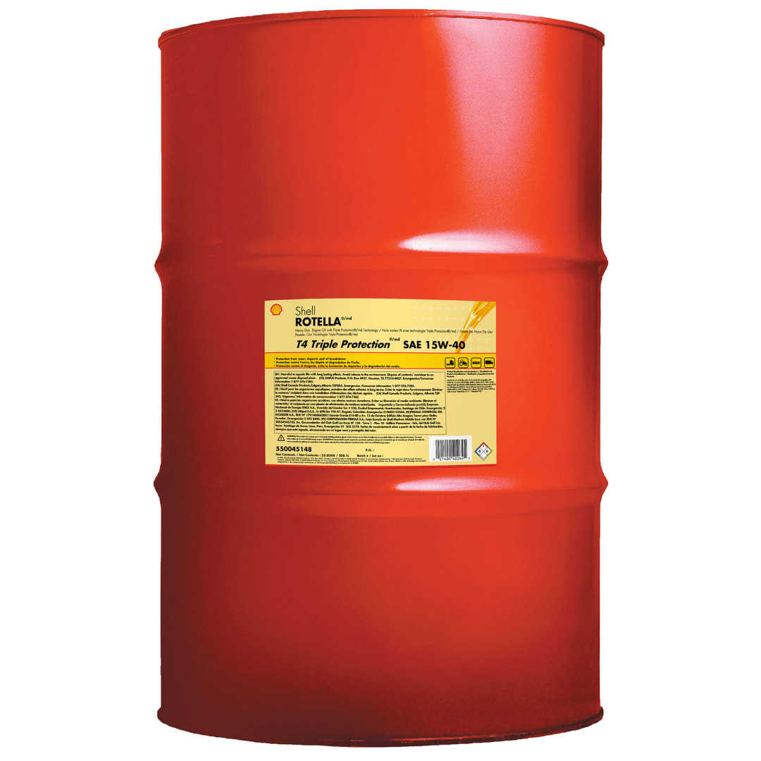 Shell Rotella T4 Triple Protection 15W-40 Diesel Engine Oil, 55 Gallon Drum