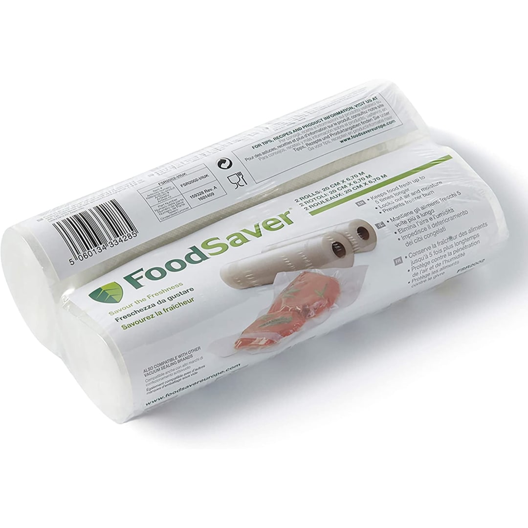 FoodSaver® Vacuum Seal Rolls | 20cm x 6.7m | BPA-Free Vacuum Sealer Rolls for Vacuum Sealer Machine | 2 x Vacuum Bag Rolls