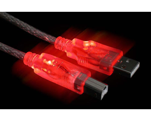 6 ft Red LED USB 2.0 A-B Cable M/M