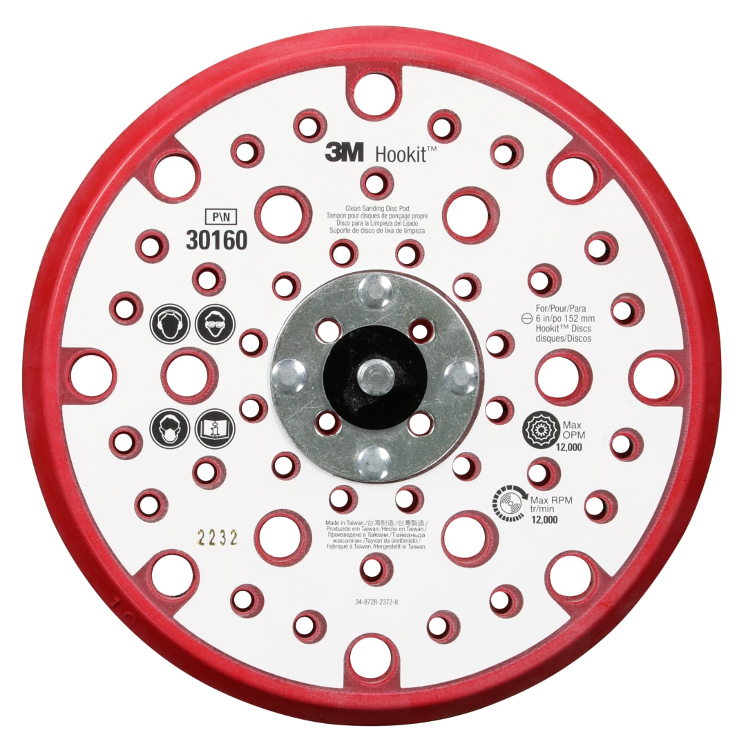 3M™ Hookit™ Podkladová podložka brúsneho kotúča s nízkym profilom, červená, 150 mm, 5/16-24 palcov, 53 otvorov, 30160